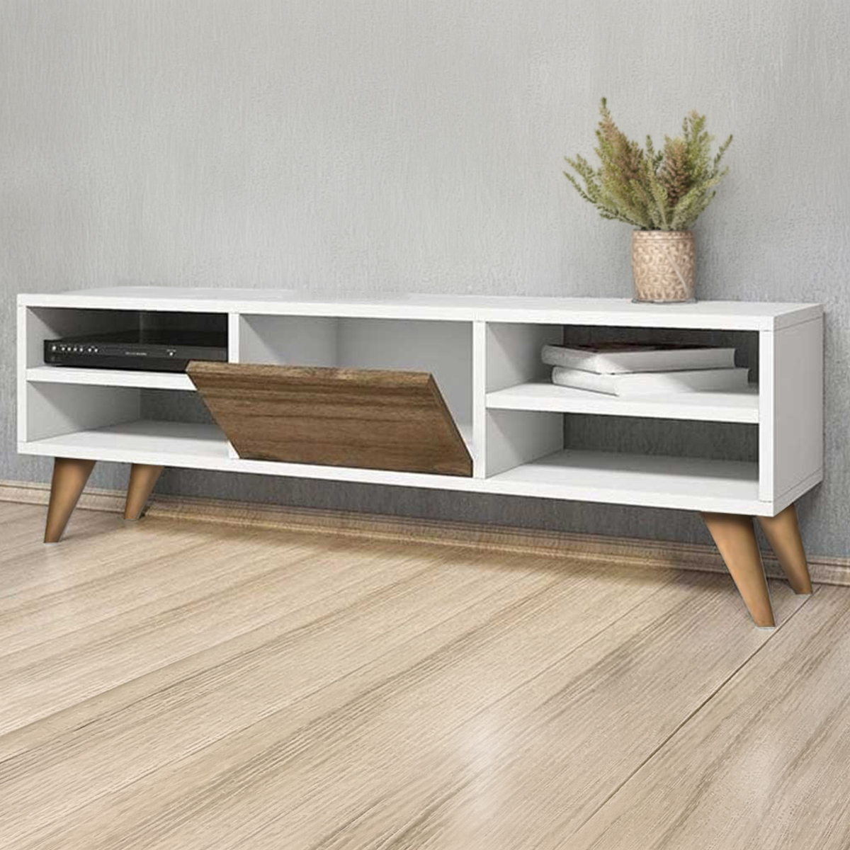 وحدة تلفزيون 30x50x150x30 سم - بني وأبيض - BQTPB-36