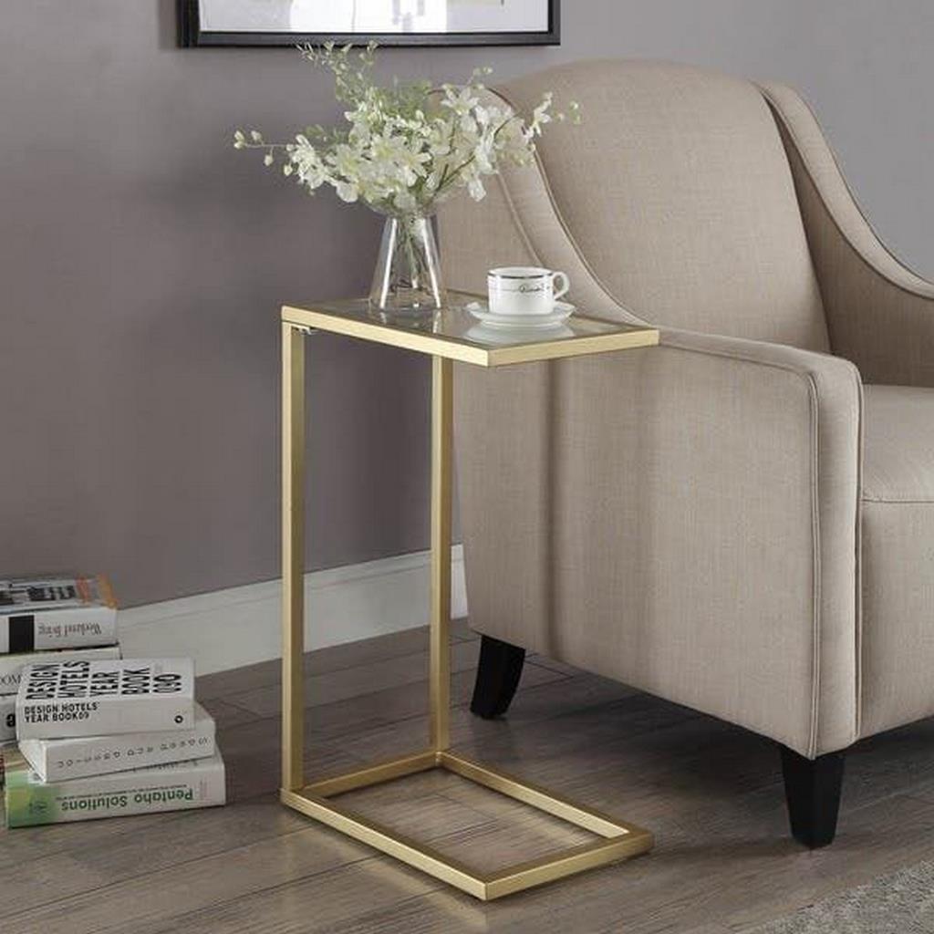 ترابيزة جانبية حديد بسطح زجاج 60x25x35 سم