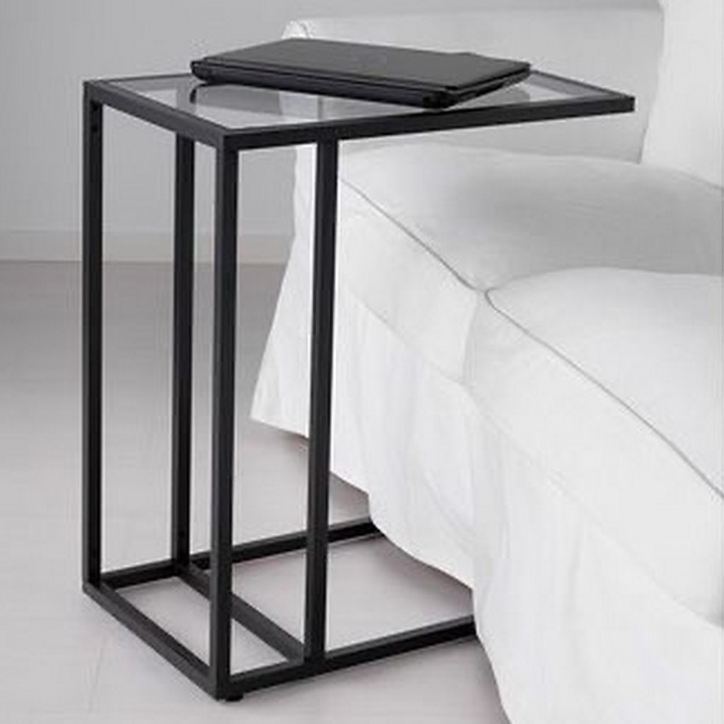 ترابيزة جانبية معدن زجاج - 60×35×50 سم