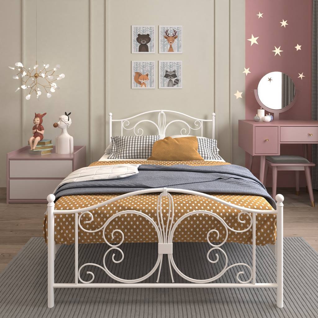 سرير فردي خشب موسكى وستيل 90×120×201 - ابيض