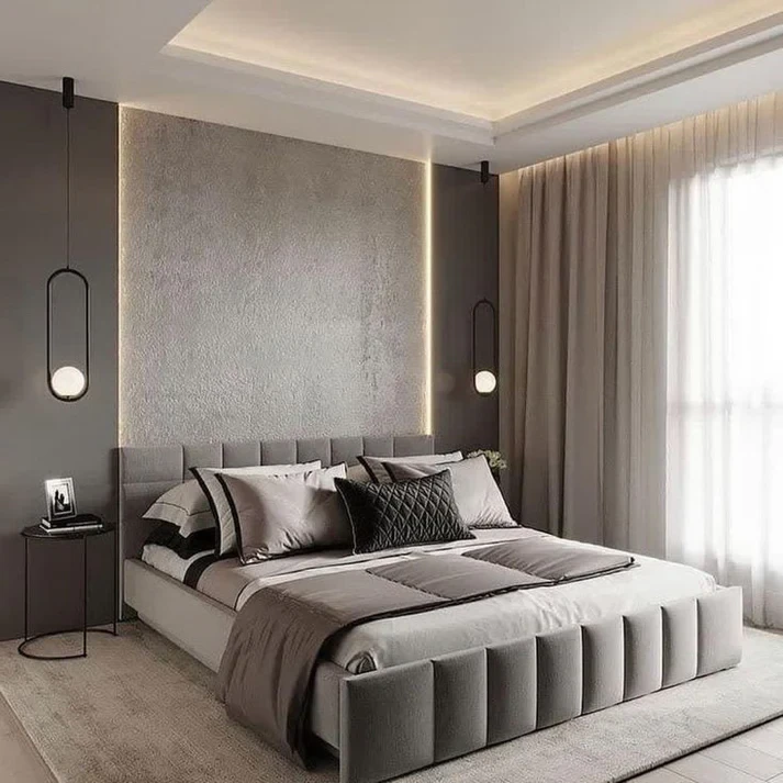 سرير سوبر كينج - رصاصي - 200×180 سم BED-007