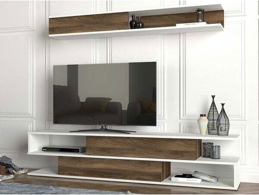 وحدة تلفزيون 30x45x180x30 سم - بني وأبيض - BQTPB-59