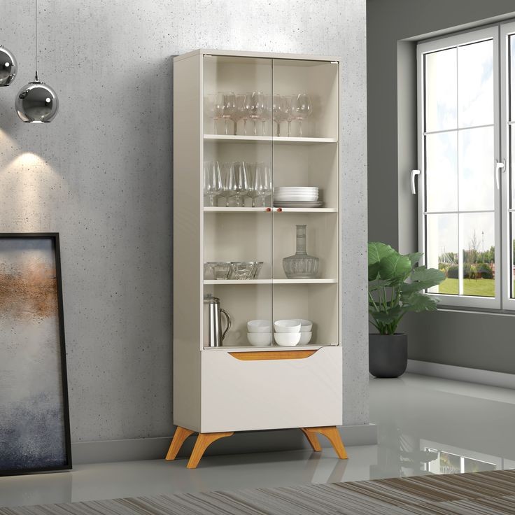 نيش مودرن كنتر ام دى اف مع زجاج مقاس 100*200*40